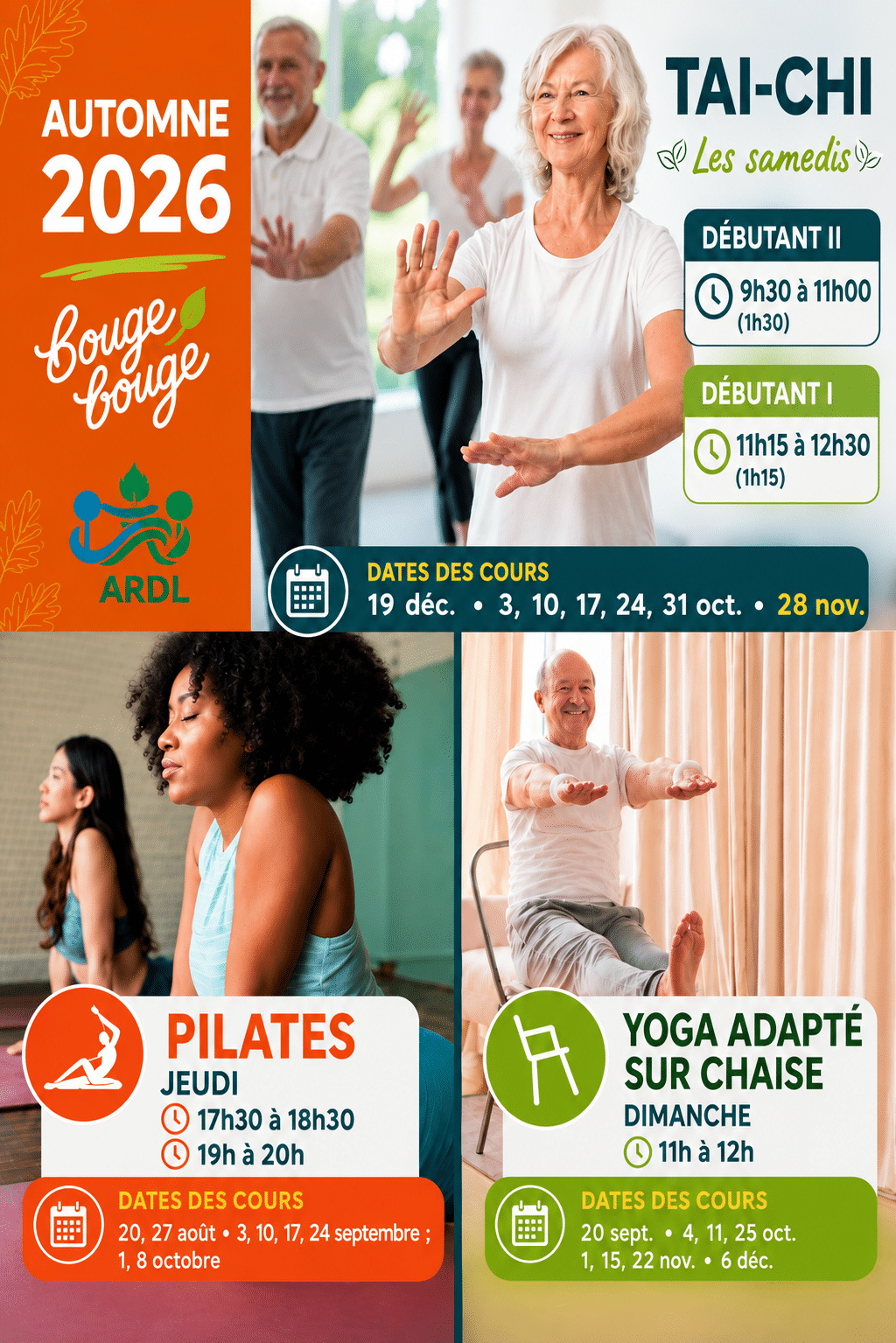 pilates, taichi, yoga