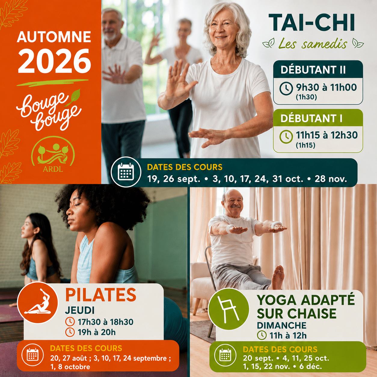 Pilate, yoga, taichi