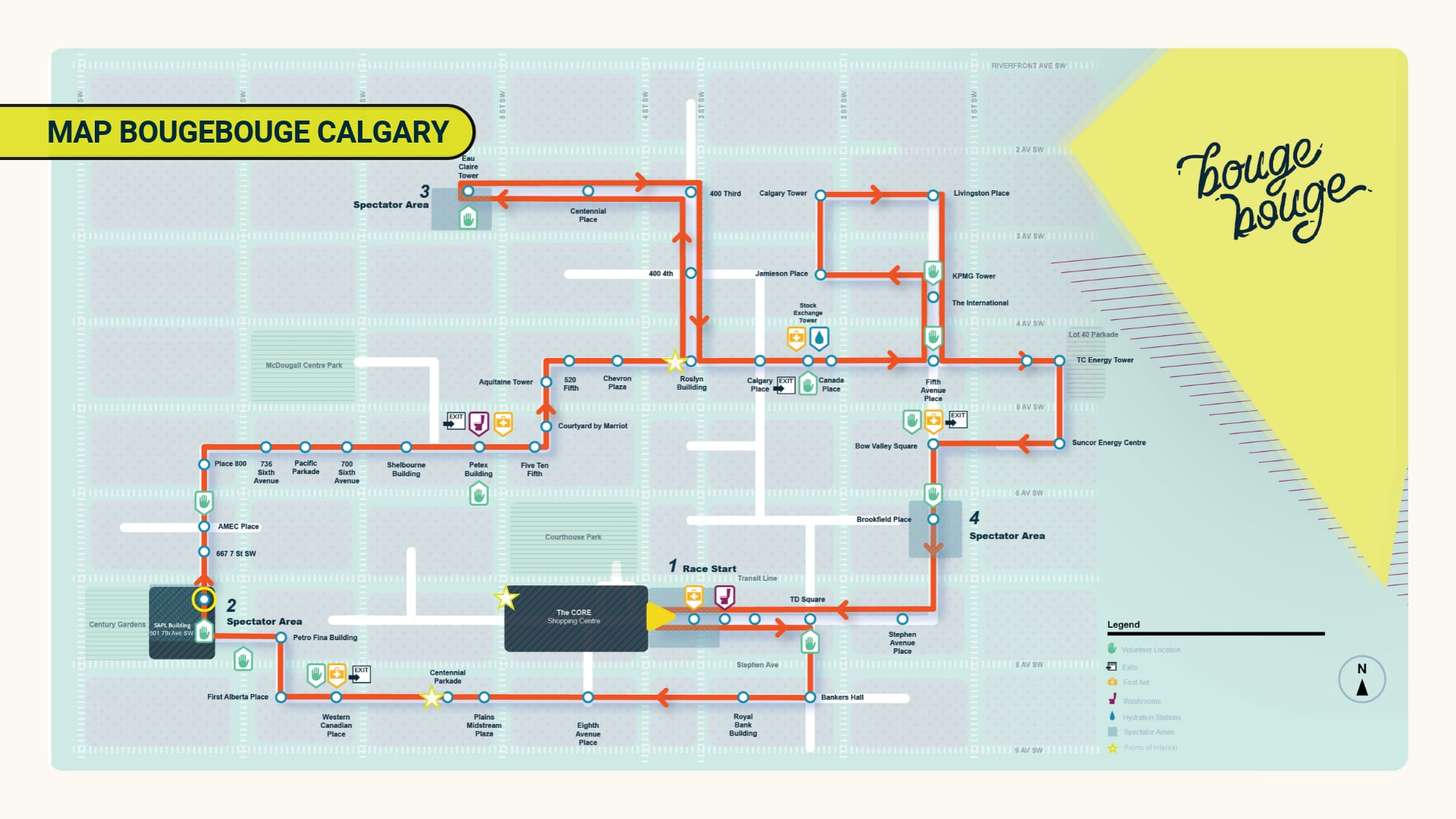 Map BougeBouge 5km Calgary run race indoor
