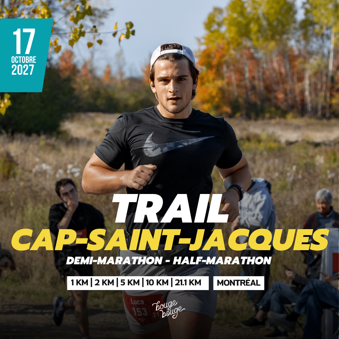 demi marathon run course trail sentier bougebouge cap-saint-jacques montreal